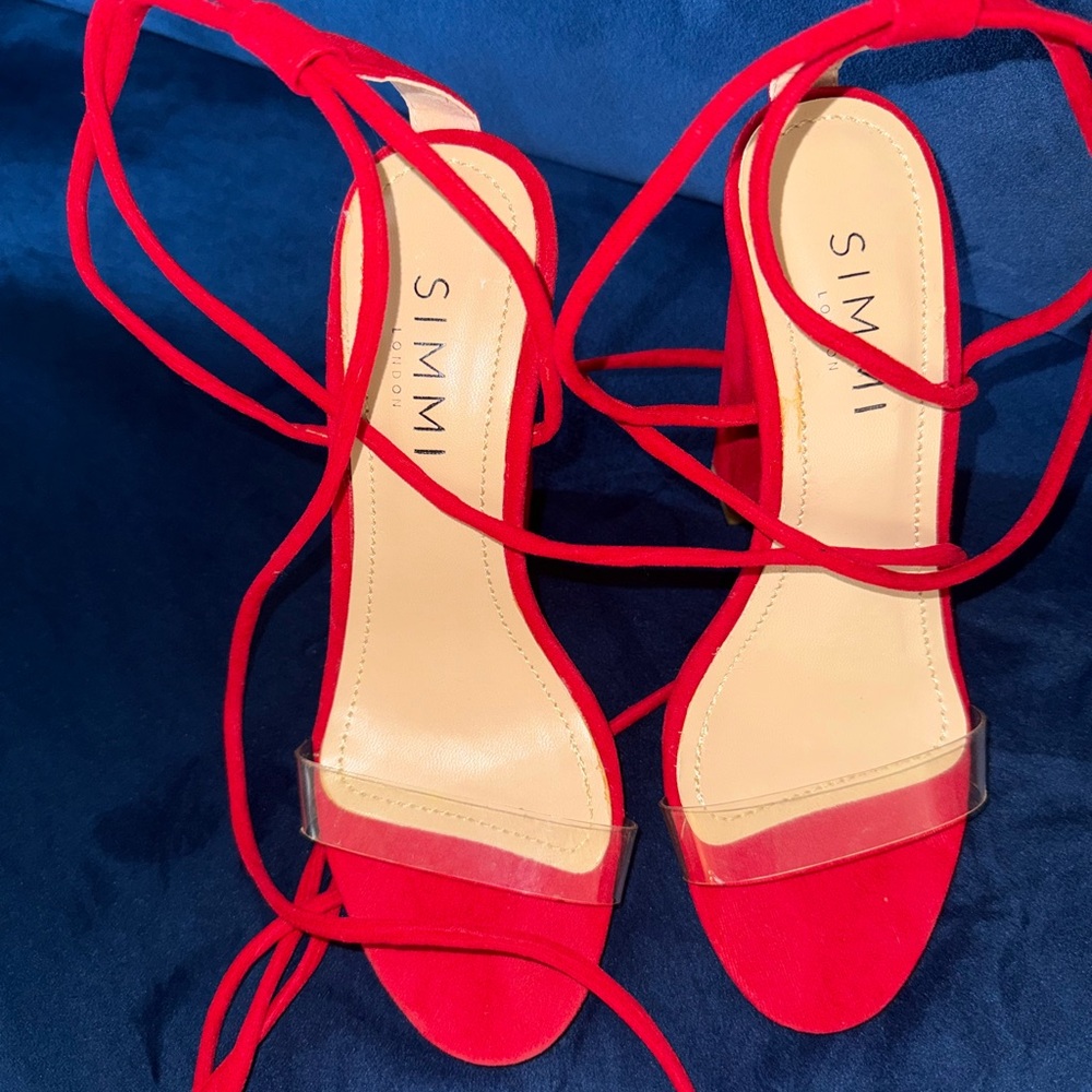 Red Strappy Heels - Picture 5 of 6